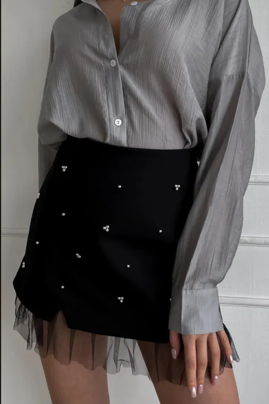 Ruffle Patchwork High Waist Skirt sold by Micas