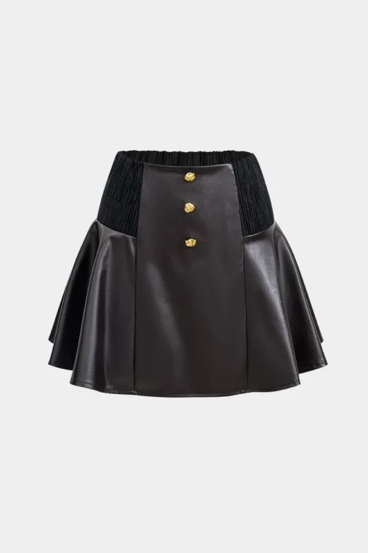 Faux Leather Patchwork Skirt sold by Micas