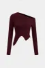 Knit Contrast Scallop Edge Long-Sleeve Top sold by Micas