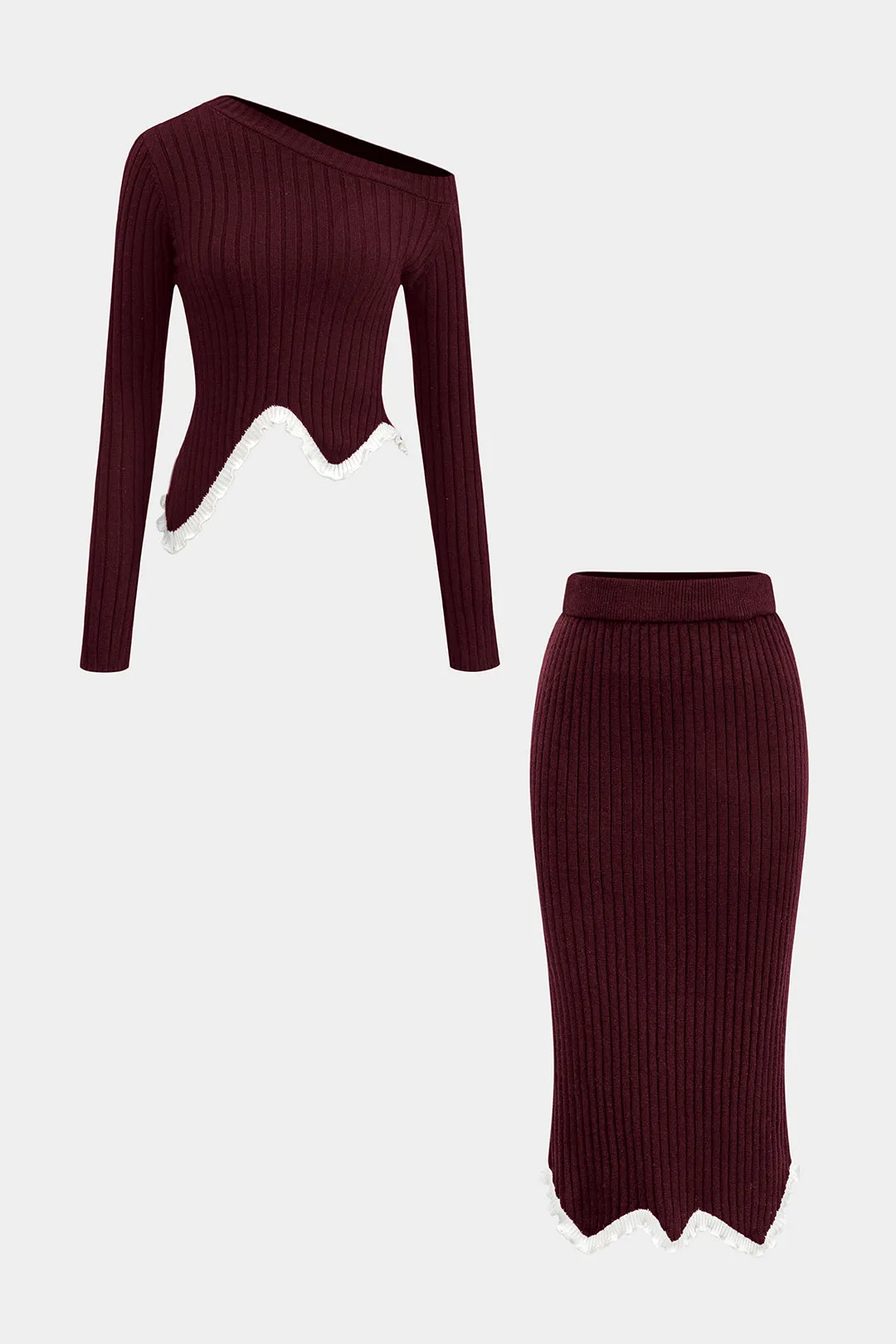 Contrast Knit Edge Scallop Skirt sold by Micas product image thumbnail 2