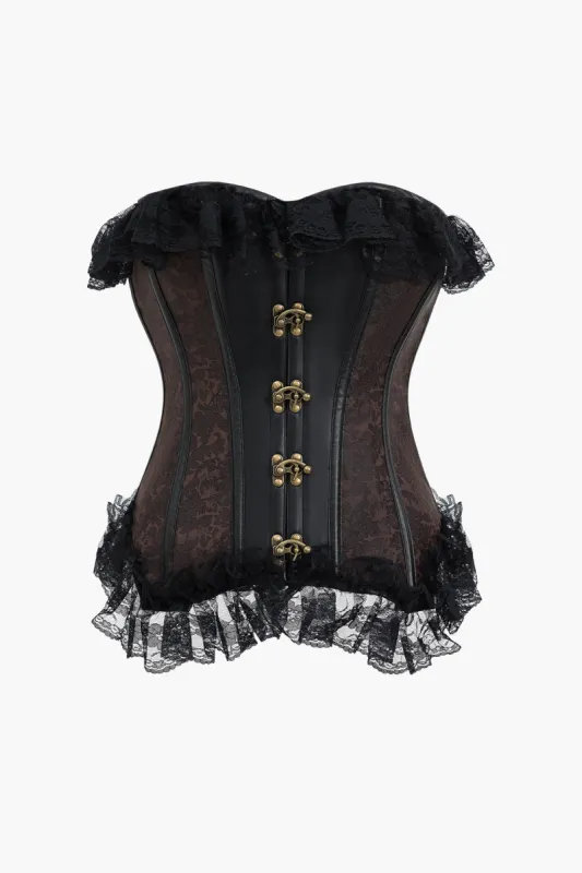 Blonder Jacquard Metallic Button Strappy Corset Tube Top sold by Micas