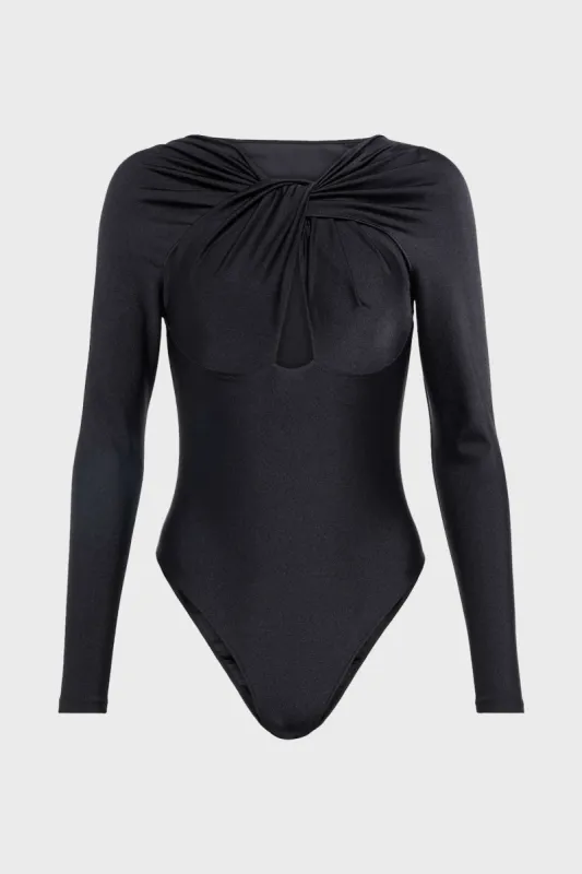 Twist Knot Cut Out Long Sleeve Bodysuit sold by Micas