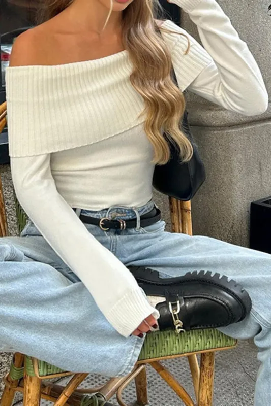 Off Shoulder Long-Sleeve Top sold by Micas