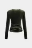Lace Velvet Patchwork V-Neck Long-Sleeve Top sold by Micas