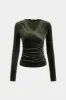 Lace Velvet Patchwork V-Neck Long-Sleeve Top sold by Micas