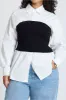Plus Size Patchwork Button Long-Sleeve Shirt sold by Micas