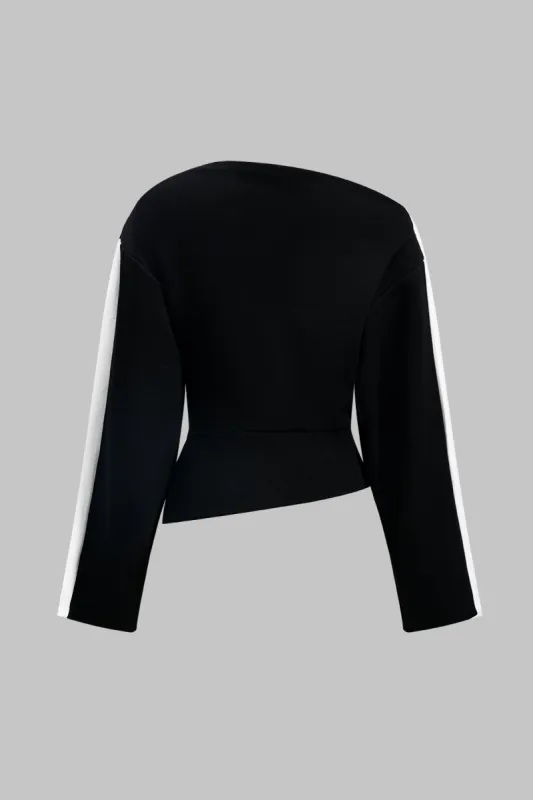 Asymmetry Patchwork Long-Sleeve Shirt sold by Micas