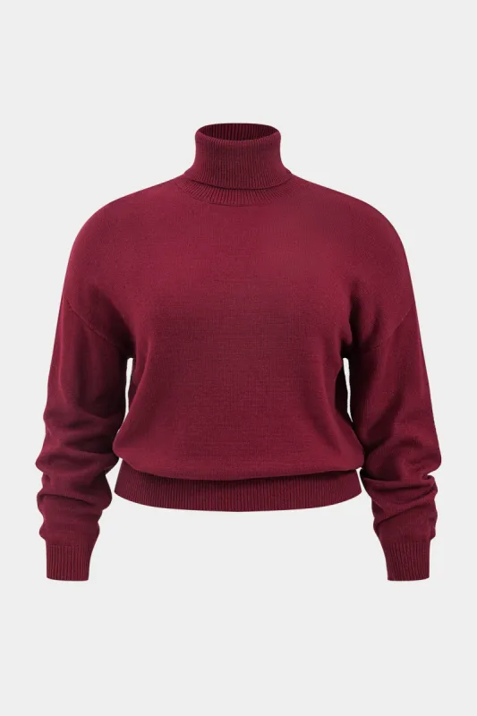 Plus Size Knit Turtleneck Long-Sleeve Top sold by Micas