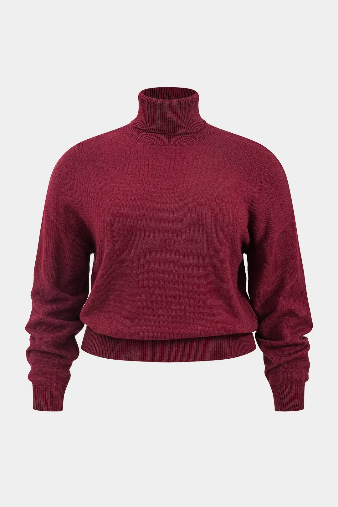 Plus Size Knit Turtleneck Long-Sleeve Top sold by Micas