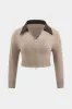 Plus Size Zipper Patchwork Knit Cardigan sold by Micas
