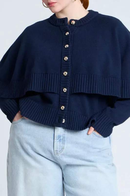 Plus Size Knit Button Long-Sleeve Top sold by Micas