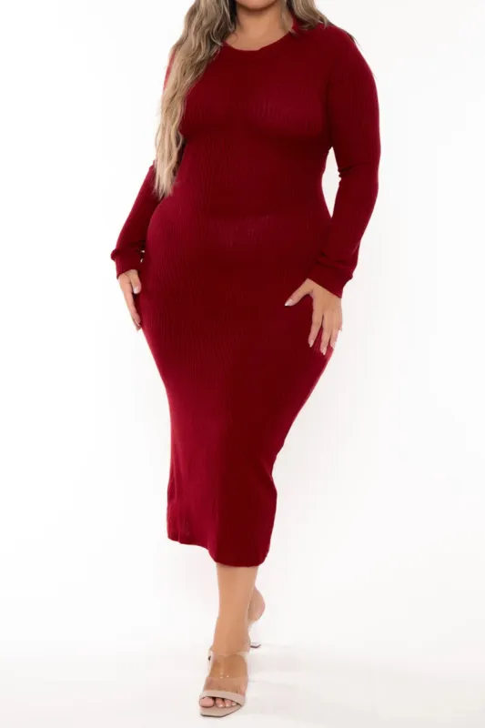 Plus Size Knit Twist Knot Long Sleeve Dress sold by Micas