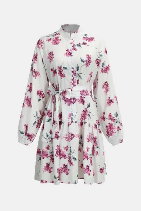 Blomsterprintbinding Langærmet mini kjole sold by Micas