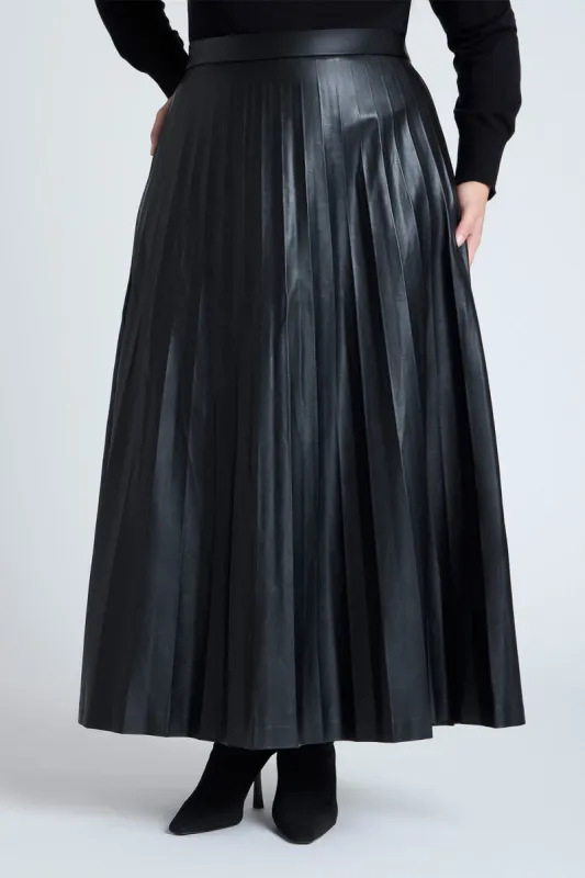 Plus Size Faux Leather Pleated High Waist Skirt sold by Micas