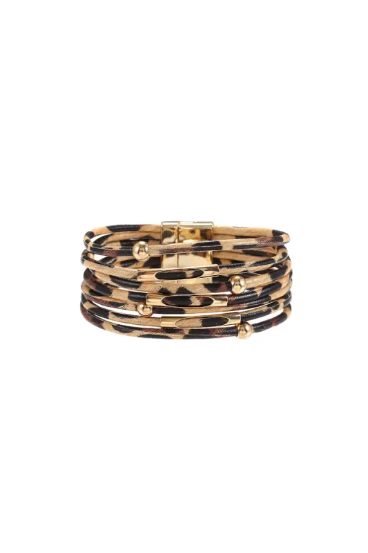 Multi-layer Leopard Print Anklet made by Micas