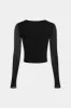 Mesh Round Neck Ruched Long-Sleeve Top sold by Micas