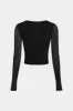 Mesh Round Neck Ruched Long-Sleeve Top sold by Micas