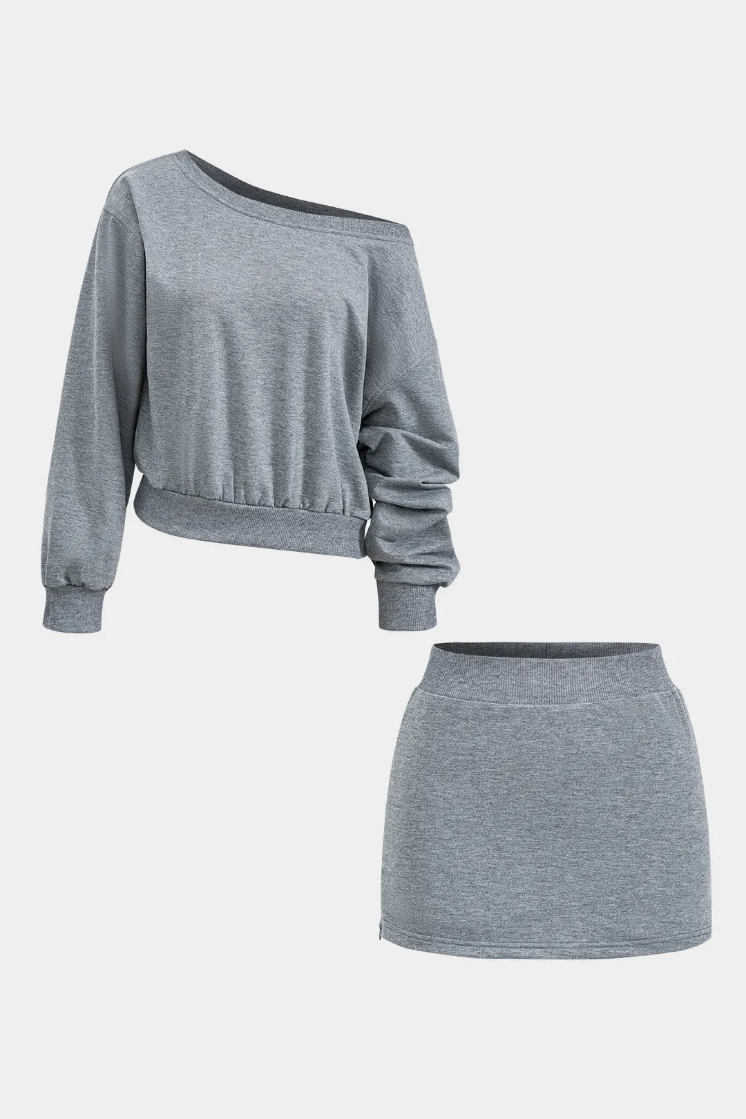 Grundlæggende asymmetri langærmet top og nederdel sæt sold by Micas