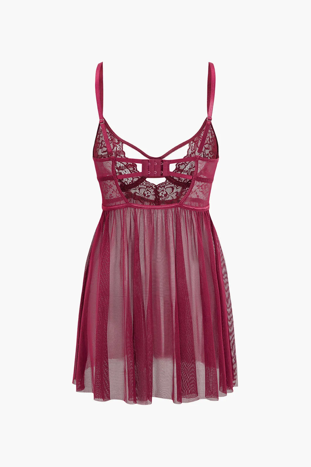 Mesh Bustier udskåret broderi Side Slit Sleepwear Set sold by Micas product image thumbnail 4