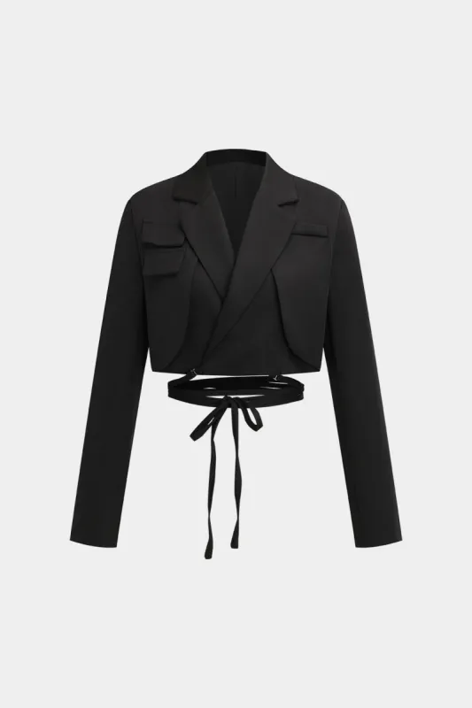 Tie Up Fake Pocket Blazer sold by Micas