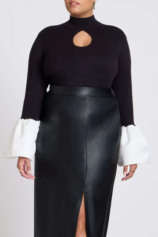 Plus Size Knit Cut Out Patchwork Long-Sleeve Top sold by Micas