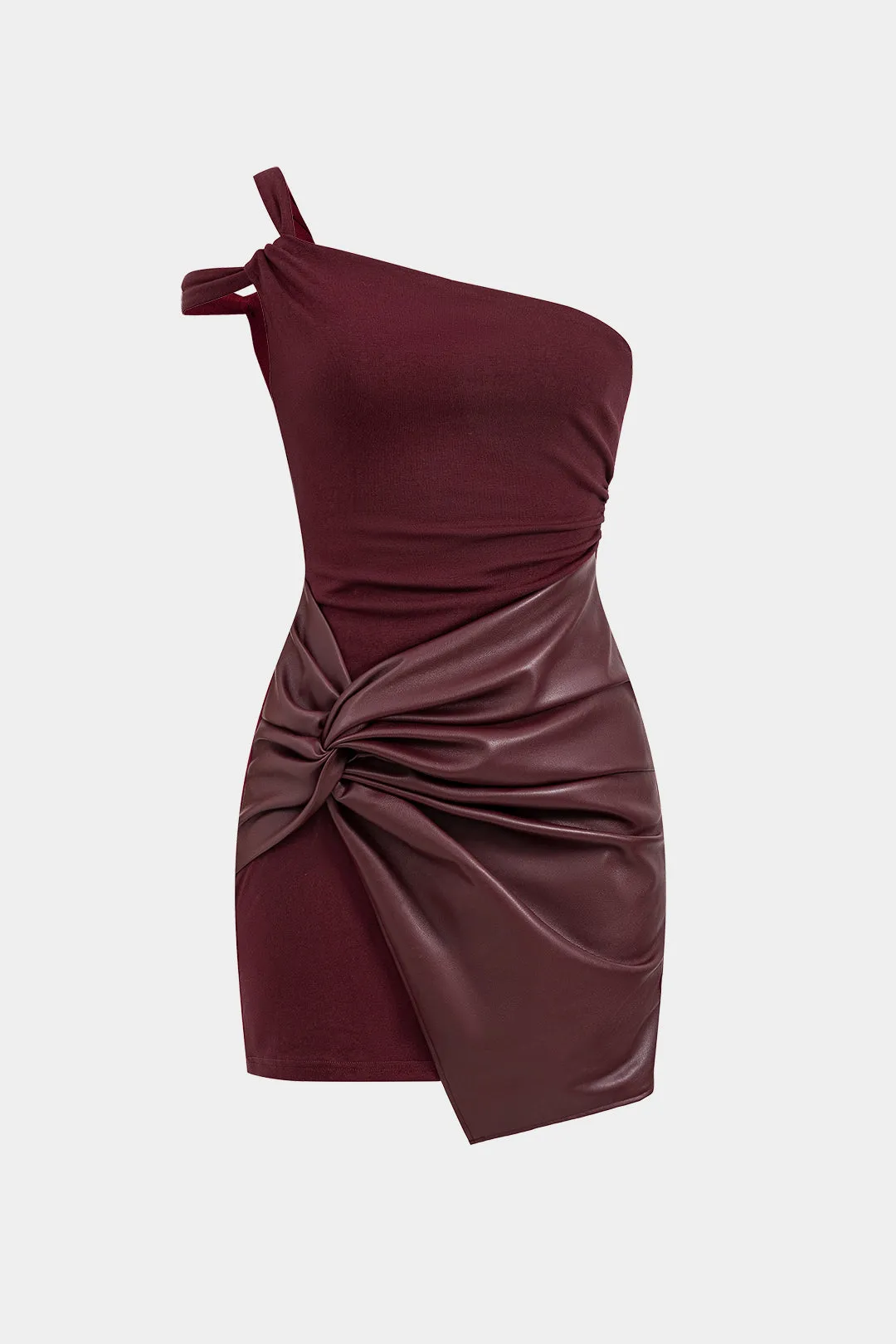 Faux læder patchwork mini kjole sold by Micas