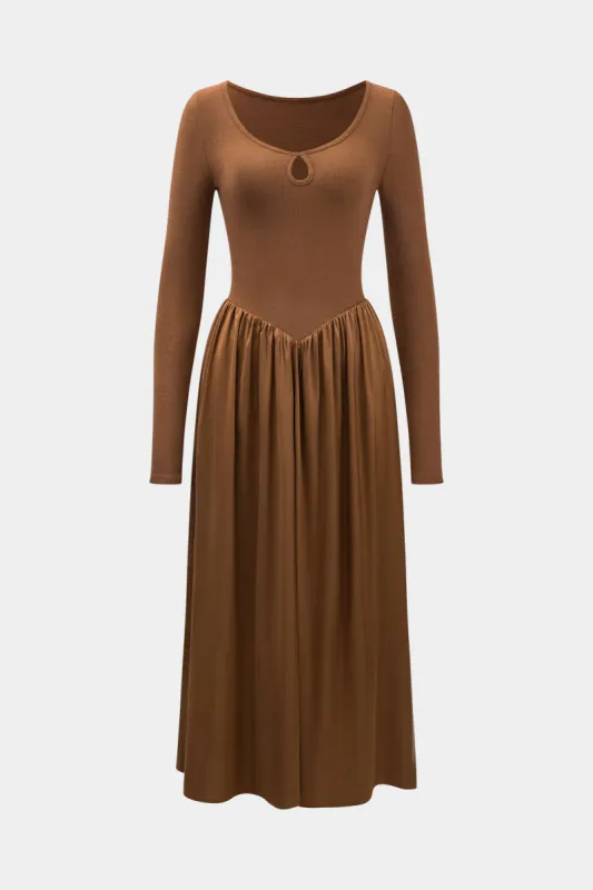 Satin Patchwork Long Sleeve Maxi Dress sold by Micas