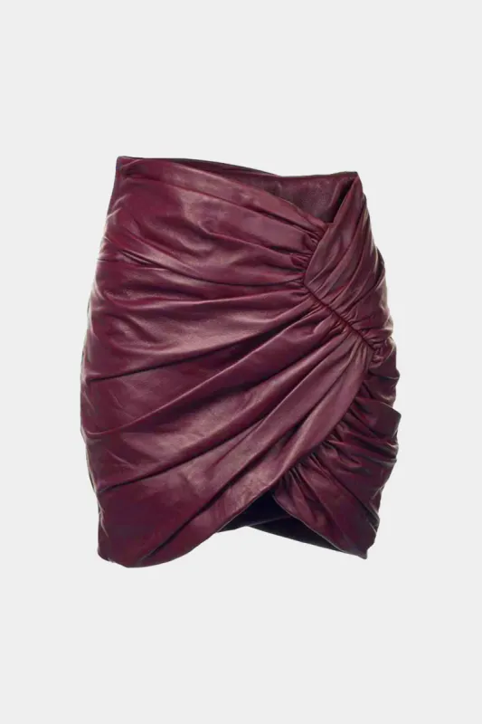 Faux Leather Ruched Skirt sold by Micas