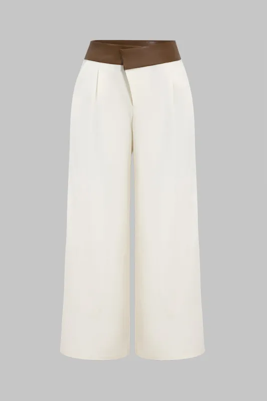 Plus Size Faux Leather High Waist Patchwork Trousers sold by Micas