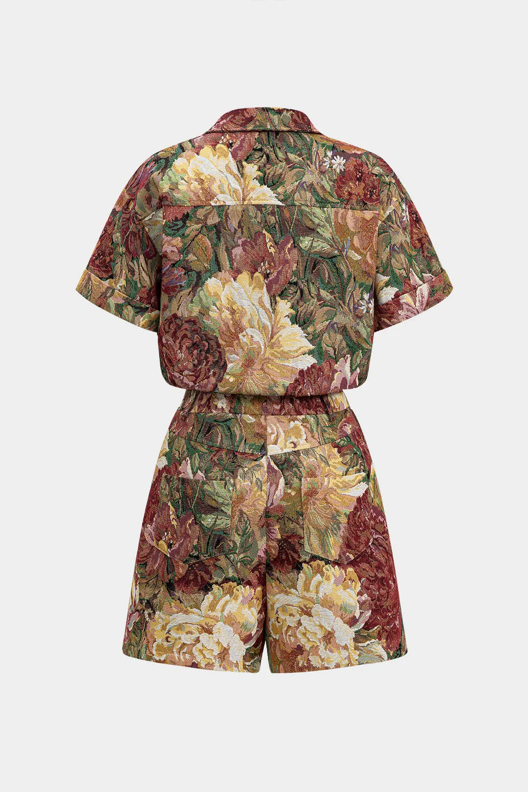 Jacquard Metallic Fake Pocket Short Sleeve Romper sold by Micas product image thumbnail 2