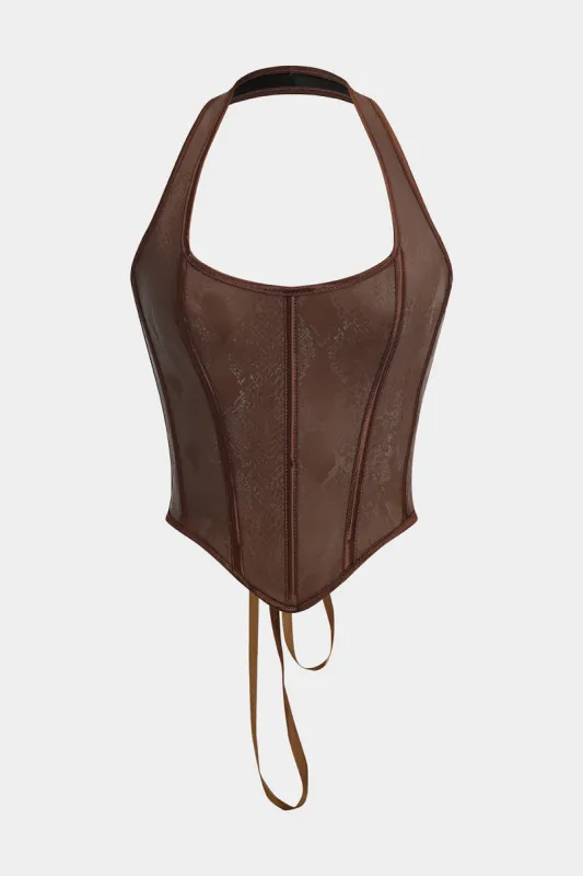 Slangehud faux læderbinding korset cami top sold by Micas