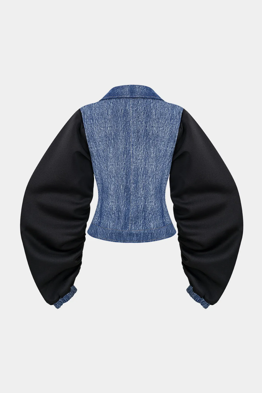 Denim Patchwork Ruched Jacket sold by Micas product image thumbnail 2