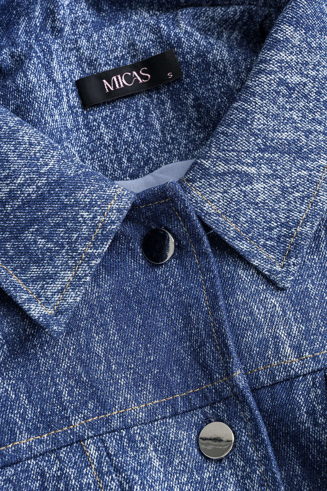 Denim Patchwork Ruched Jacket sold by Micas product image thumbnail 3