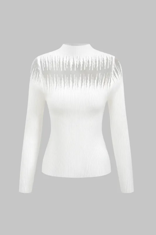 Patchwork Knit  Long-Sleeve Top sold by Micas