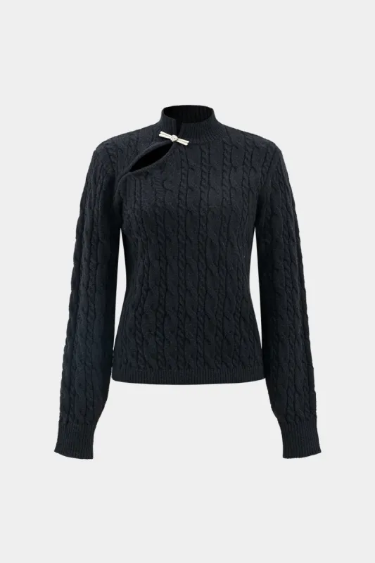 Sweater Metallic Cut Out Long-Sleeve Top sold by Micas