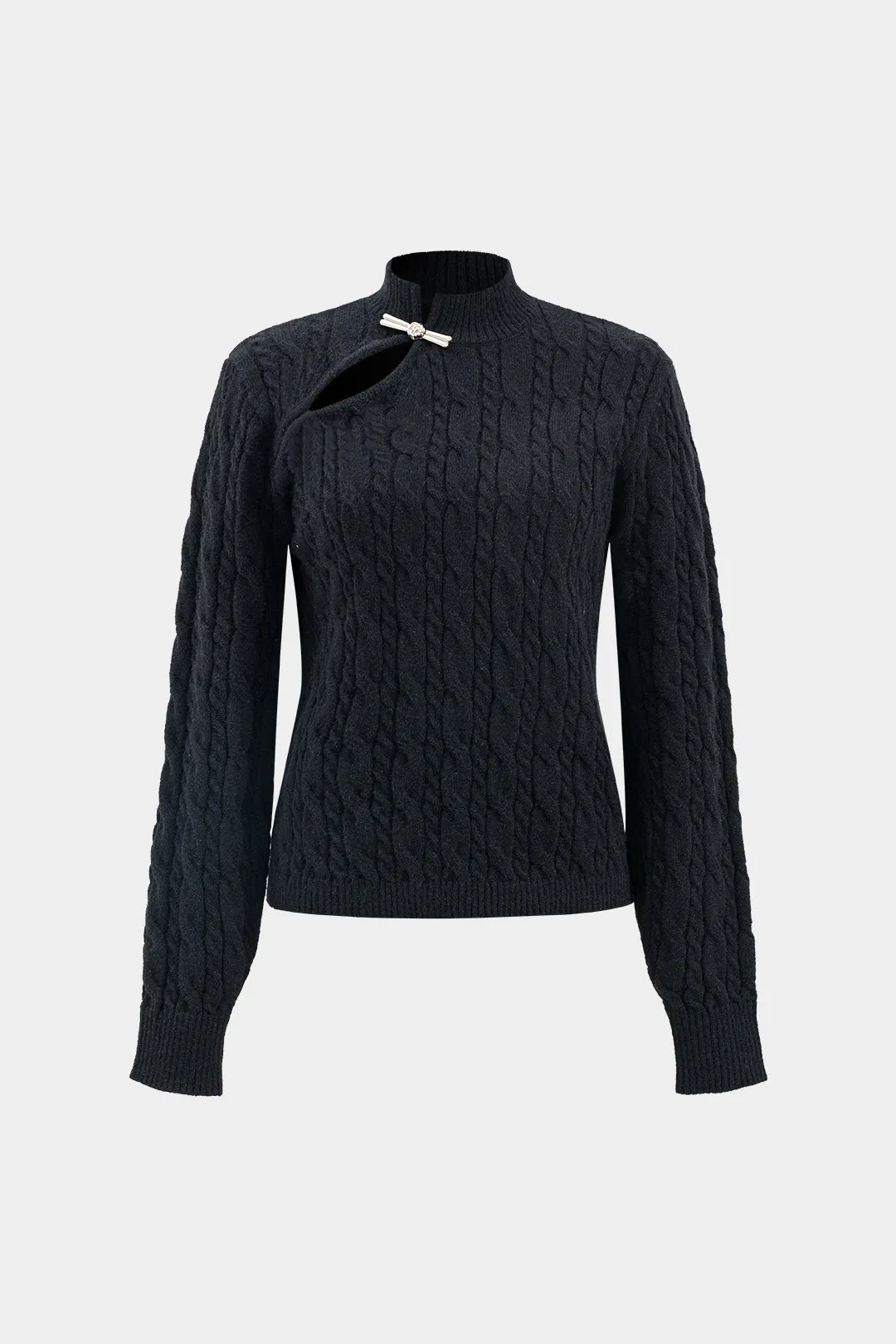 Sweater Metallic Cut Out Long-Sleeve Top sold by Micas