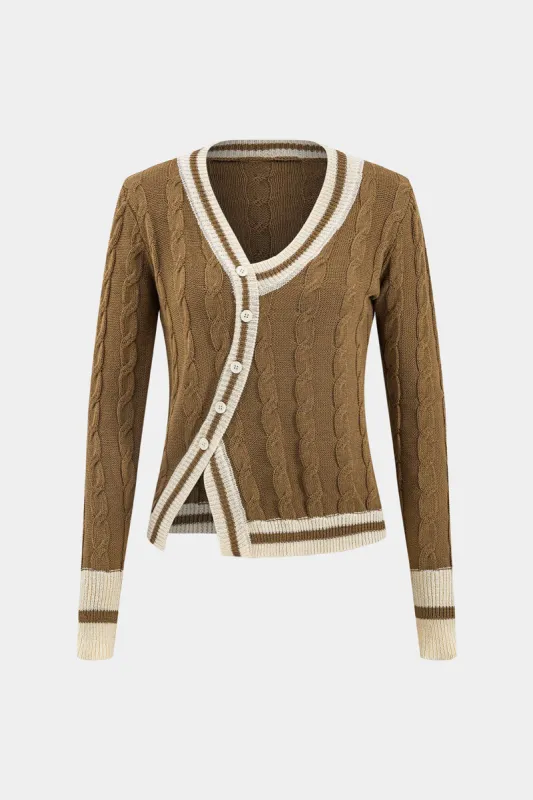 Sweater Button Asymmetrical Long-Sleeve Top sold by Micas