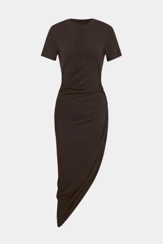 Asymmetrical Short Sleeve Midi Dress made by Micas