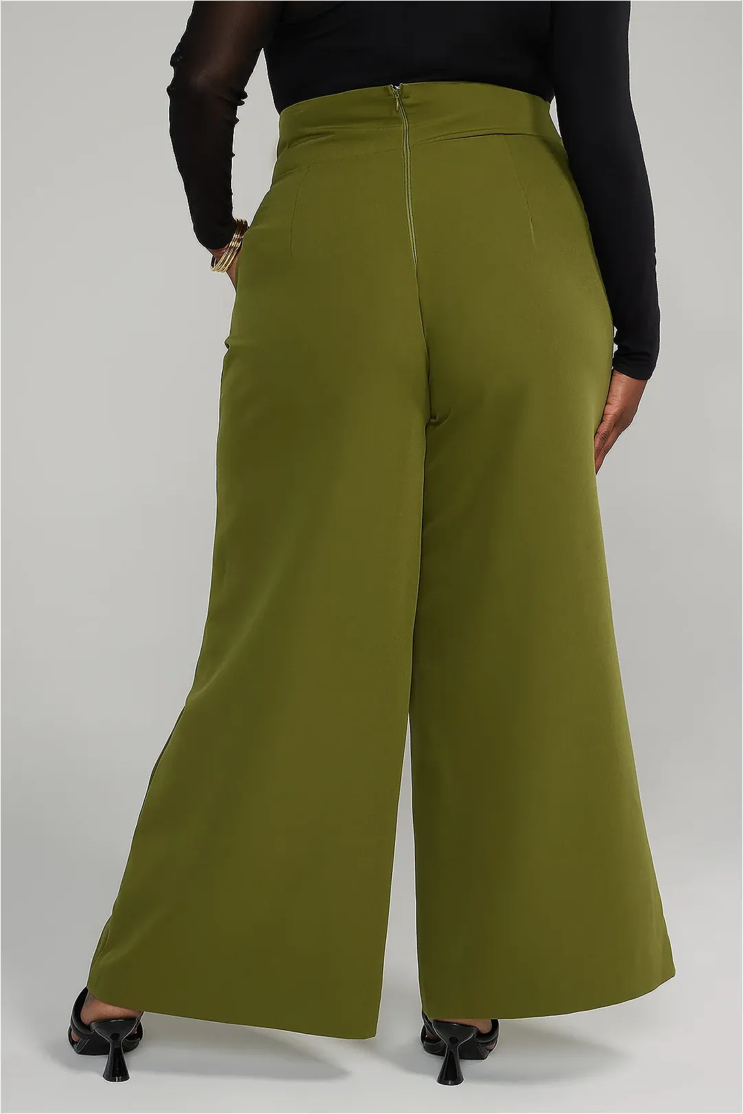 Plus Size Tie Front High Waist Zipper Trousers sold by Micas product image thumbnail 2