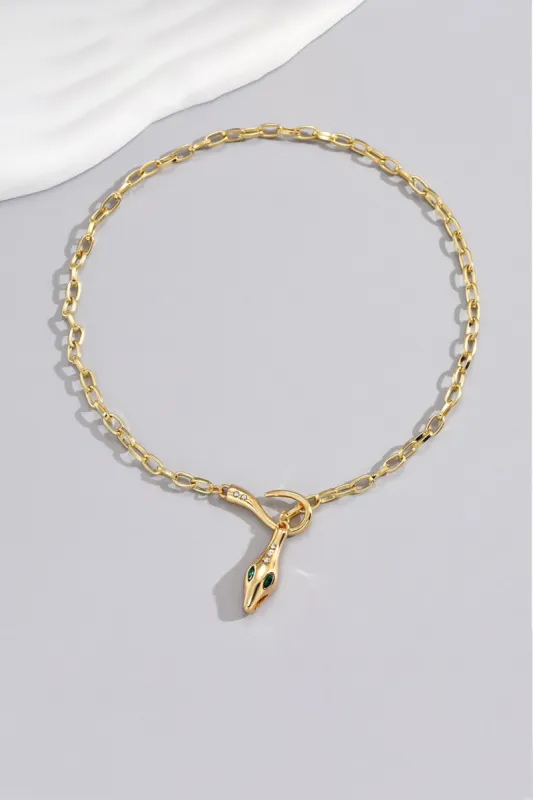 Metal Rhinestone Snake Head Necklace sold by Micas