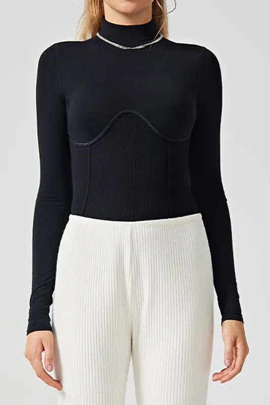 Patchwork Mock Neck Long-Sleeve Top sold by Micas