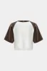 Faux Leather Round Neck Patchwork Short Sleeve T-Shirt sold by Micas