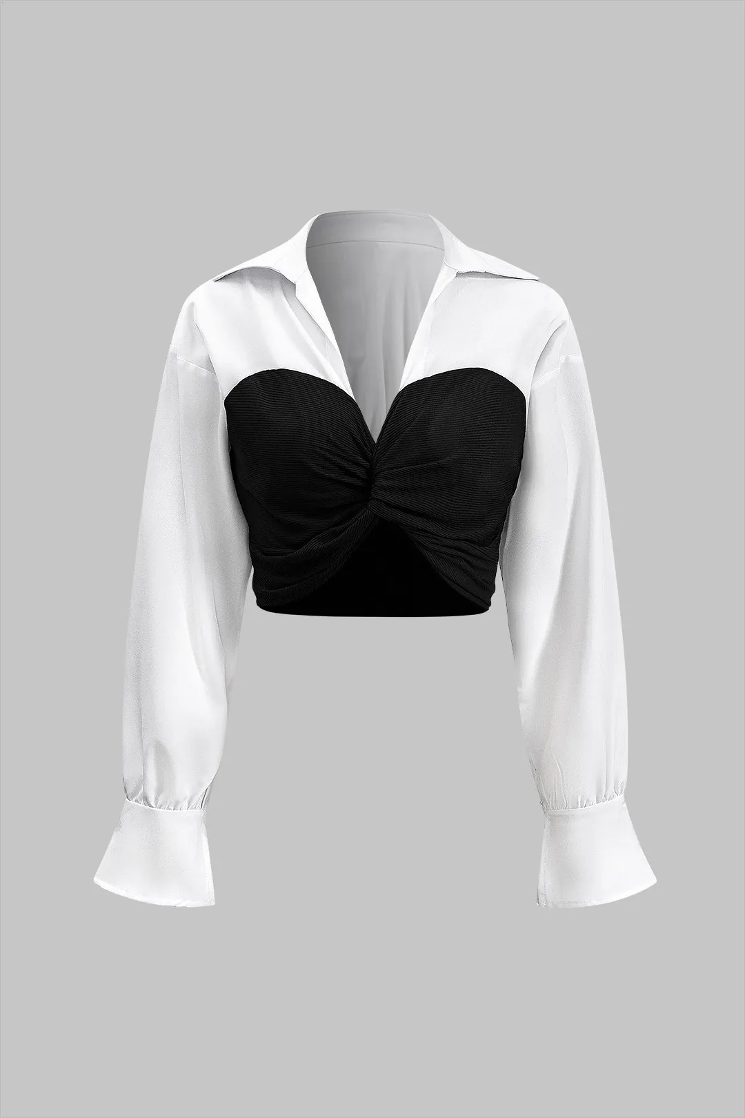 Twist Knot Patchwork Langærmet skjorte og nederdel sæt sold by Micas product image thumbnail 2