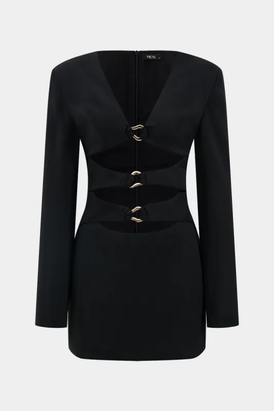 Metallic Cut Out V-Neck Long Sleeve Mini Dress sold by Micas