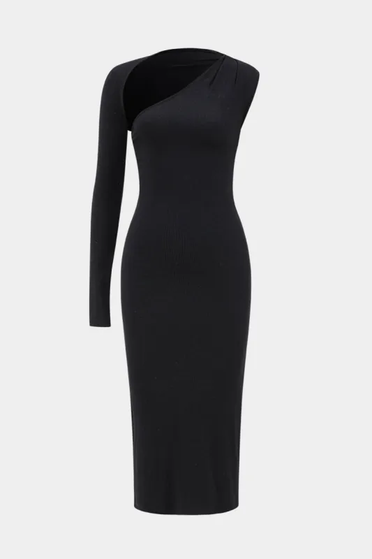 Asymmetrical Cut Out Long Sleeve Midi Dress sold by Micas