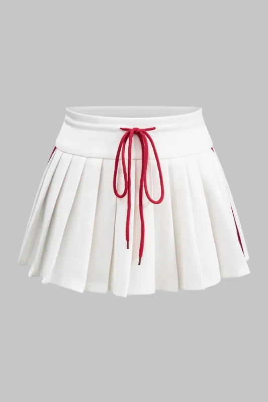 Drawstring ruched patchwork nederdel sold by Micas