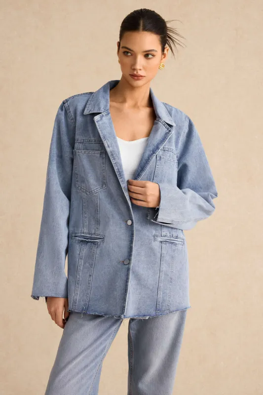 Denim lomme knapper langærmet overtøj sold by Micas