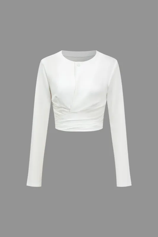 Solid Ruched Longærmet top sold by Micas