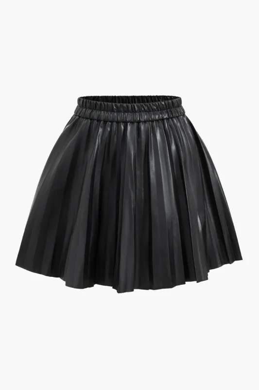 Faux læder ruched nederdel sold by Micas