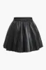 Faux læder ruched nederdel sold by Micas